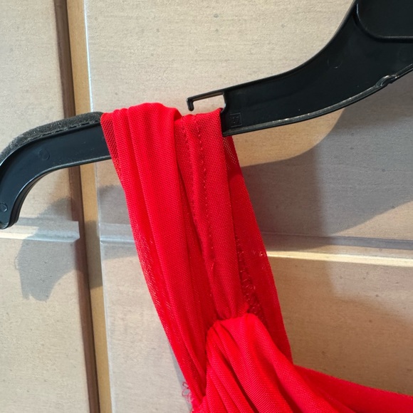 Scarlet Red Ruched Midi Dress Small - Picture 4 of 6